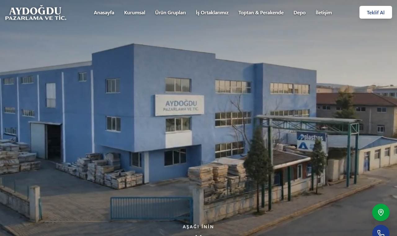 Aydoğdu Pazarlama web sitesi görünümü