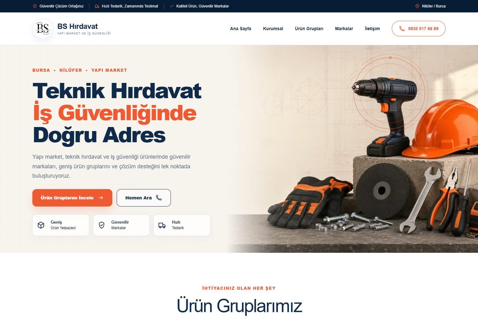 BS Hırdavat web tasarım projesi ekran görüntüsü