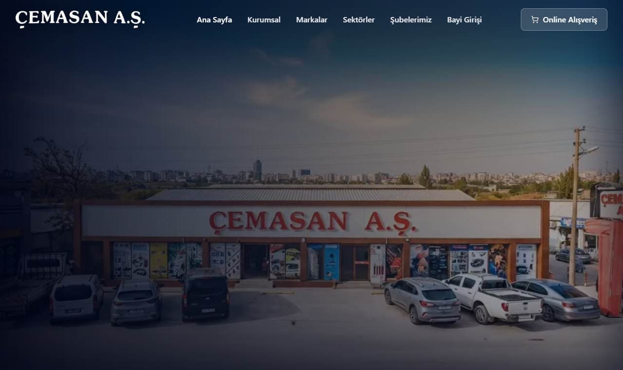 Çemasan A.Ş. web sitesi görünümü