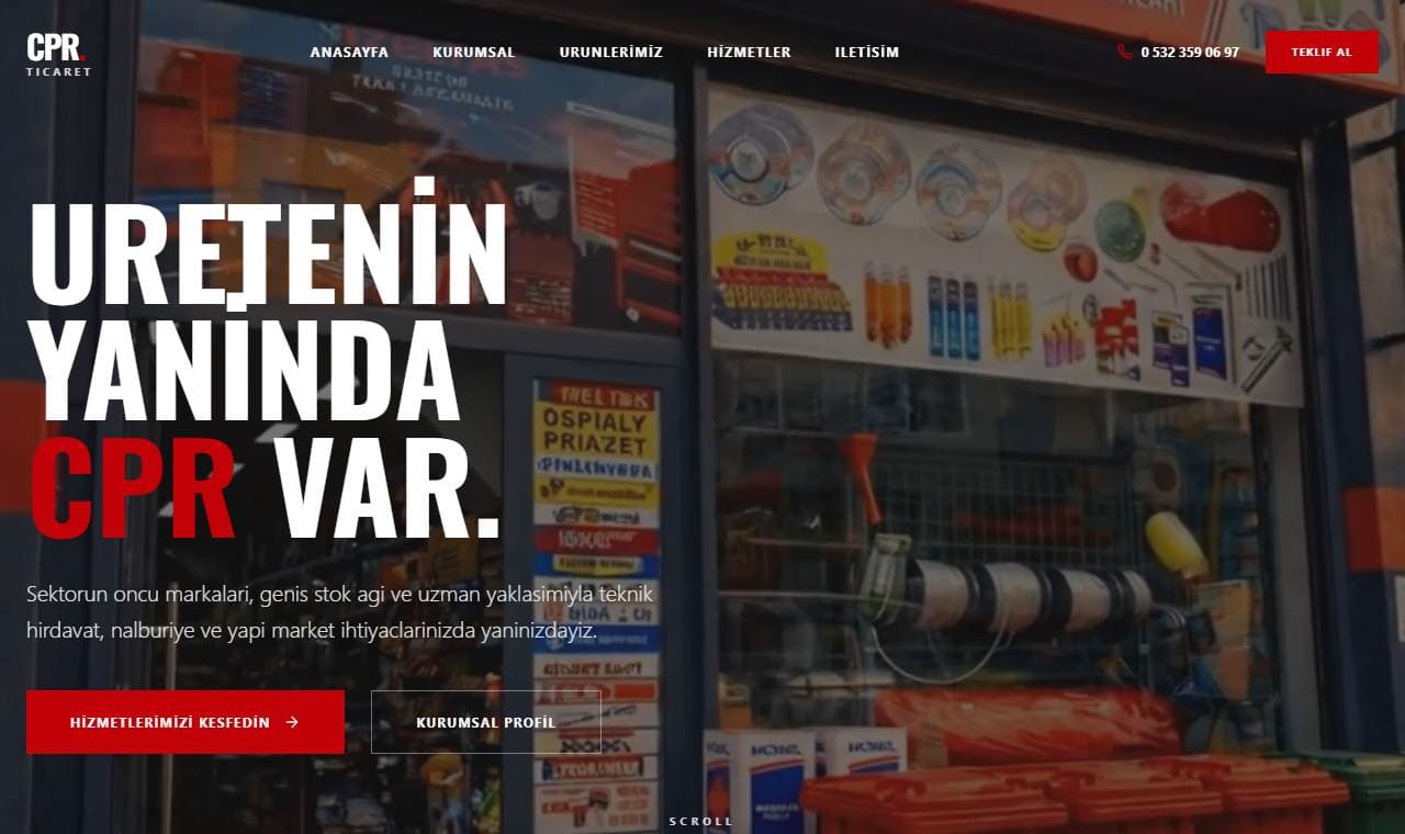 CPR Ticaret web sitesi görünümü