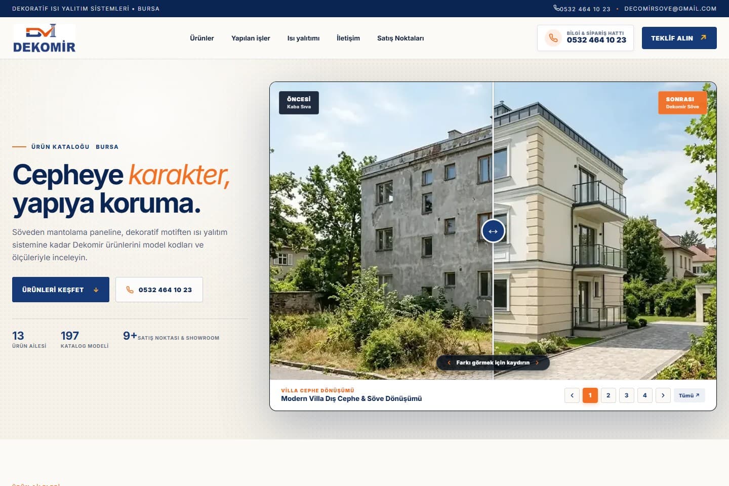 Dekomir Yalıtım web sitesi