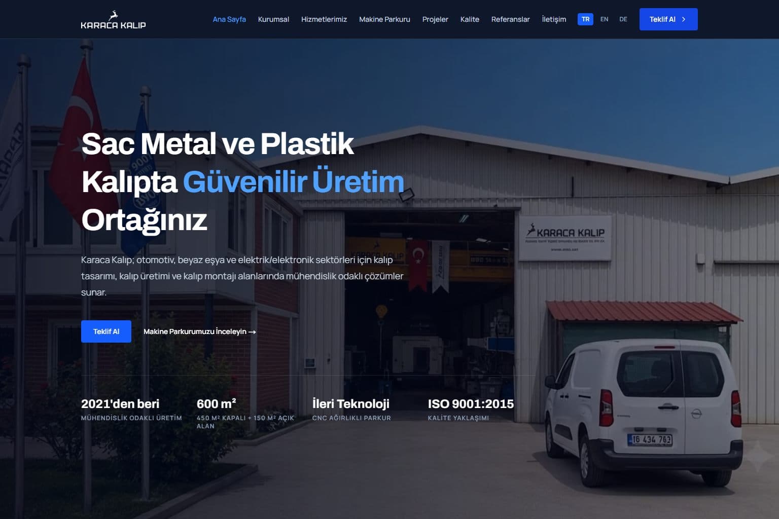 Karaca Kalıp web tasarım projesi ekran görüntüsü