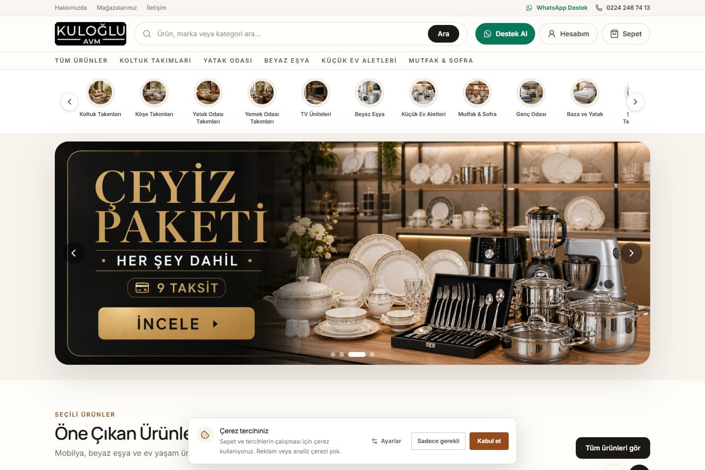 Kuloğlu Mobilya web sitesi
