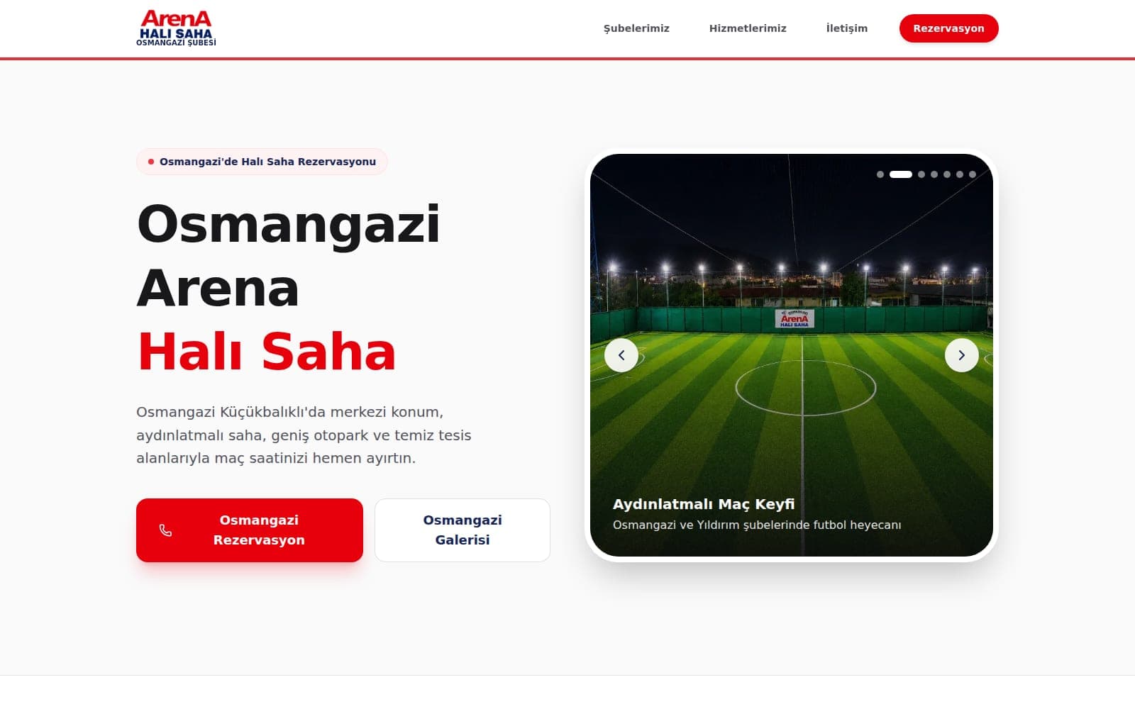 Osmangazi Arena Halı Saha web tasarım projesi ekran görüntüsü